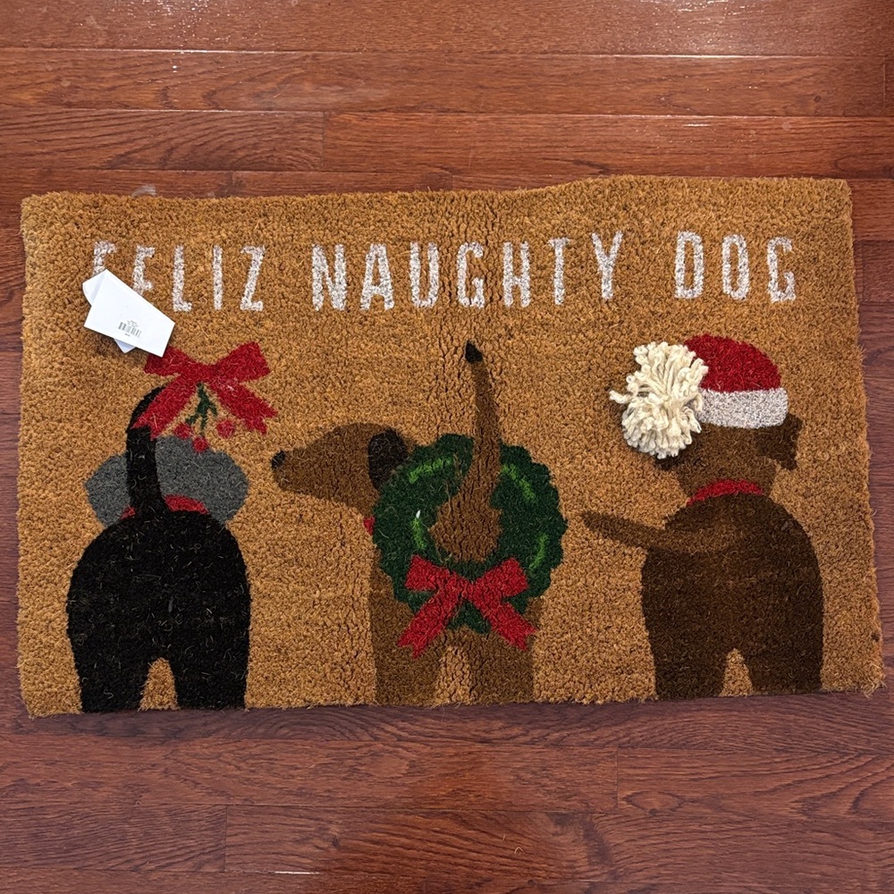 MudPie Feliz Navidad - Naught Dog - Festive Dog Doormat